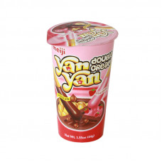 Yanyan Meiji Creamy Strawberry flavored Dip Biscuits Snack 50g -- يانيان ميجي فراولة كريمة نكهة بسكويت سناك50ج