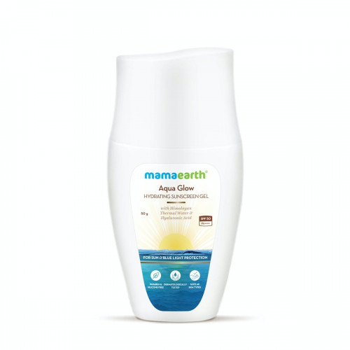 Mamaearth Aqua Glow Hydrating Sunscreen Gel 50 gm -- ماما إيرث أكوا جلو جل ترطيب واقي من الشمس 50 جم