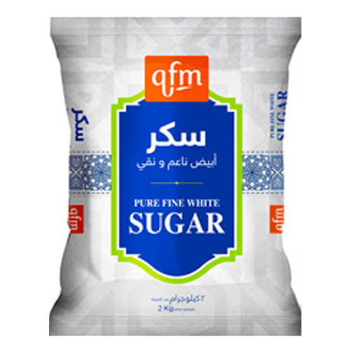 Qfm Pure White Sugar 2Kg -- كيو اف ام سكر ابيض نقي 2 كيلو