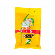 Bic 2 Sensitive Disposable Razors 10 + 5 Free -- بيك شفرات حلاقه مزدوجه يمكن التخلص منها للبشرة الحساسه 10 +5 مجاني