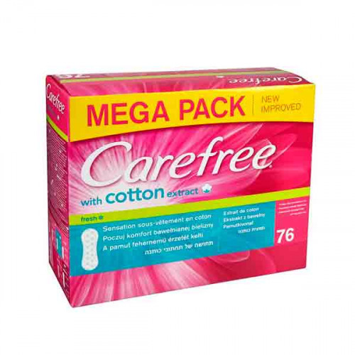 Carefree Panty Liners Normal With Cotton Extract 76s -- كيرفري فوط صحيه مع مستخلصات القطن 76 فوطه