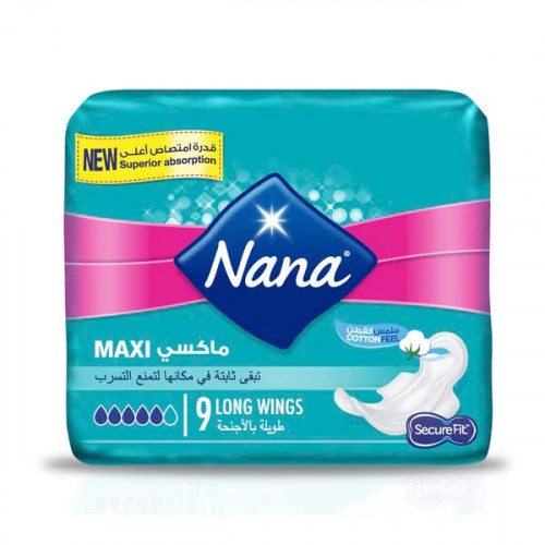 Nana Maxi Super With Wings 60s -- فوط صحية نانا ماكسي بالاجنحه 60 حبة